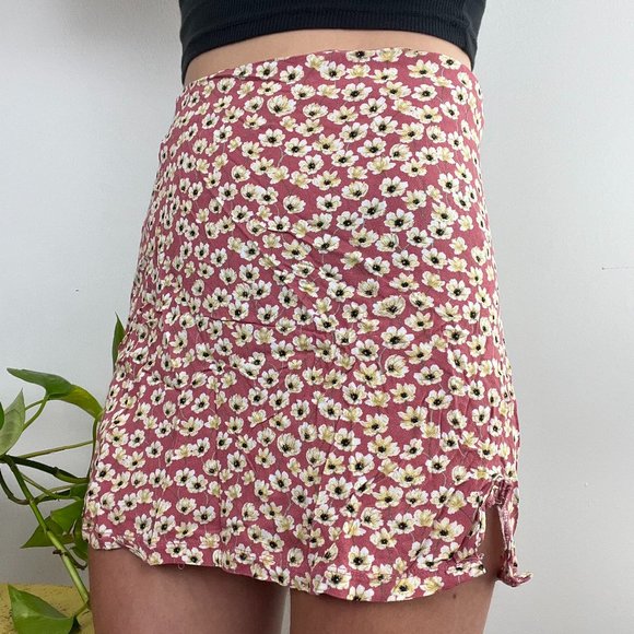 NEW Pacsun Floral Skirt - Women’s S -  Pink / Yellow - Picture 1 of 4